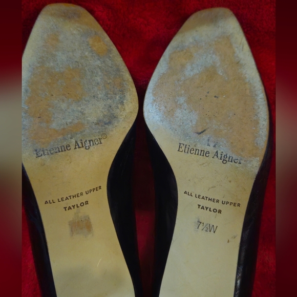 Etienne Aigner Taylor Classic Leather Black Heels - Size 7.5W - Picture 3 of 4
